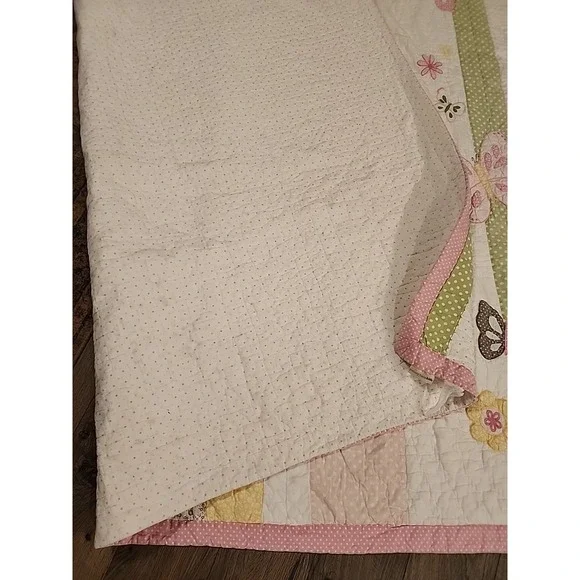 Pottery Barn Kids Butterfly Quilt 90 x 84 Polka Dot Set Queen/Full Pillow Sham